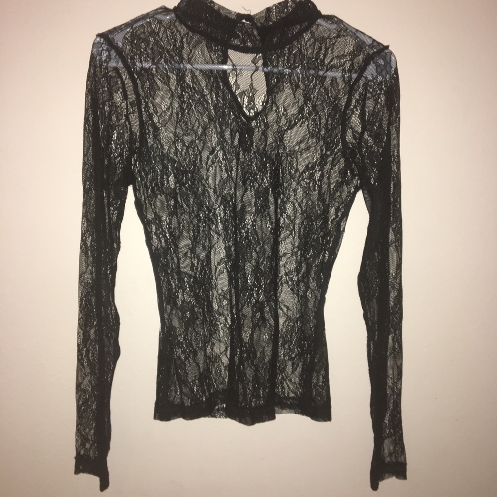 Black Lace Long Sleeved Top